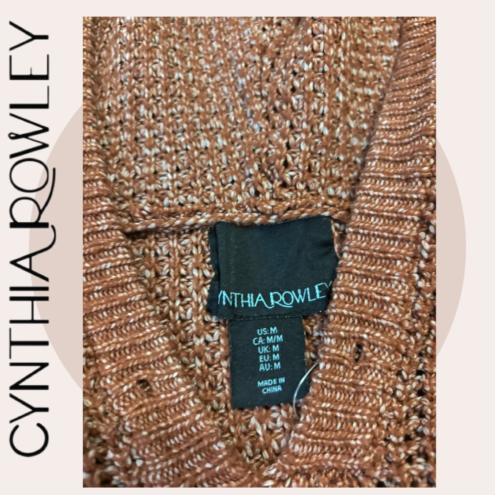 Cynthia Rowley Metallic Waffle Knit Hoodie Sweater | M - Picture 8 of 13